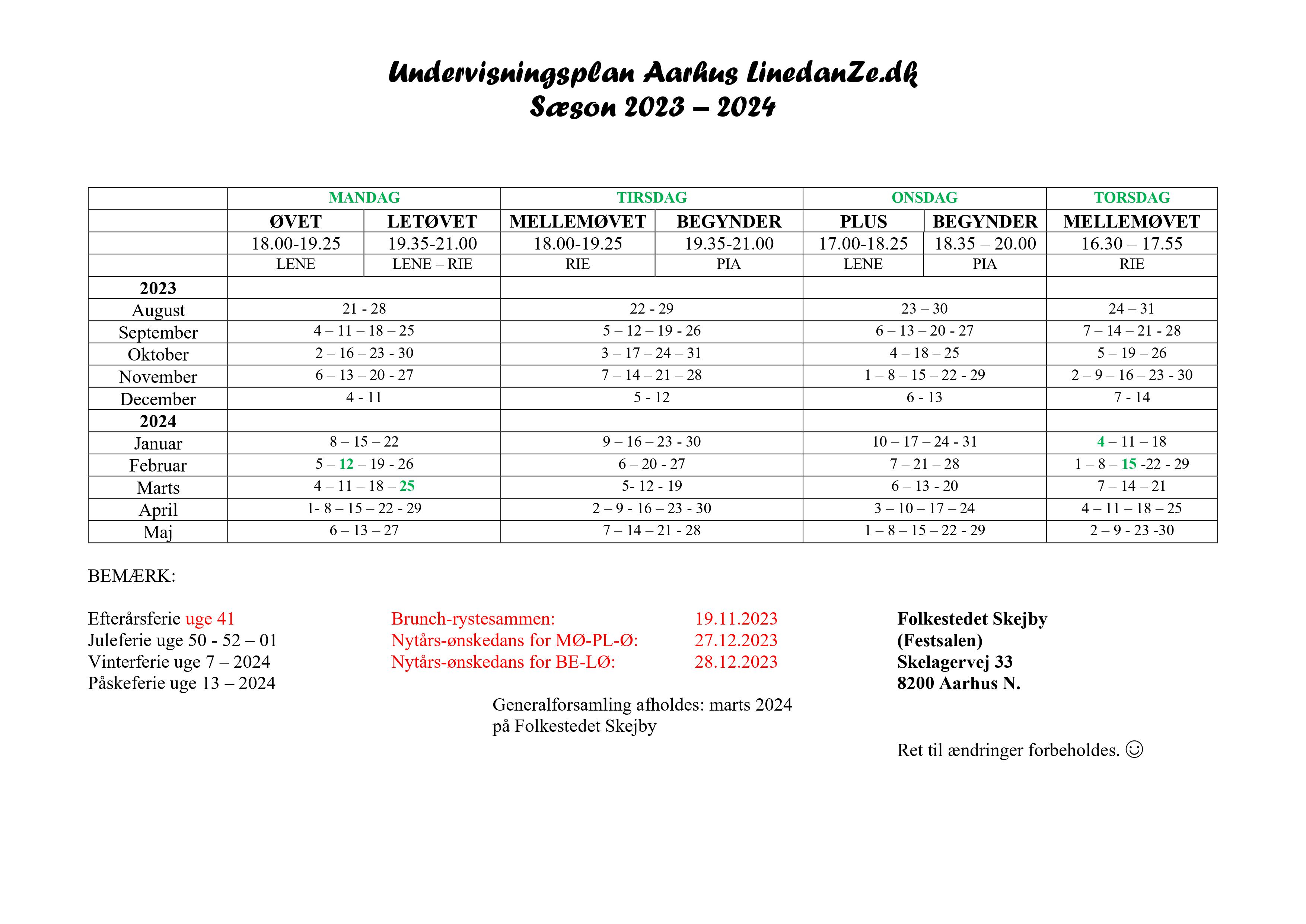 Undervisningsplan | Linedanze.dk